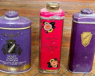 3 Antique Talcum Powder Tins - Rawleigh's Violet Talcum Powder - Truvy Paris - Trevere Rawleigh Freeport