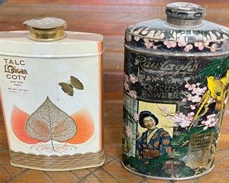 2 Antique Talcum Powder Tins - Rawleigh Pan-Jang And Coty Lorigan New York Paris With Powder 