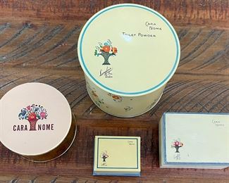 Antique Cara Nome Langlois Boston Paper Powder Boxes (1) Tin Powder Box