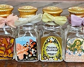 (6) 1870 Borsari Miniature Perfume Bottles With Verly Violet Soap Box 