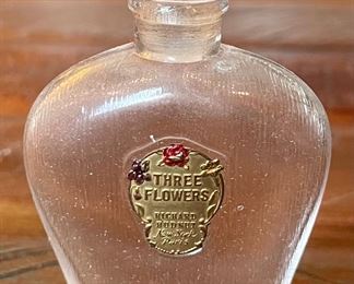Antique Richard Hudnut Art Deco 1920's Three Flowers New York Paris Perfume Bottle 