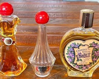 3 Vintage Perfume Bottles - Mavis Bouquet By Vivaudou - Mavis Toilet Water & Evelyn & Crabtree Violet 
