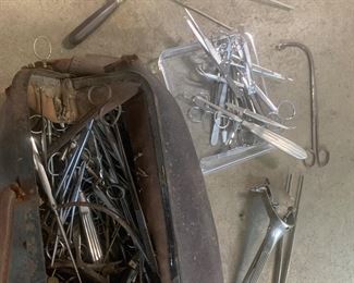 #265 antique Dr bag filled with instruments              $44