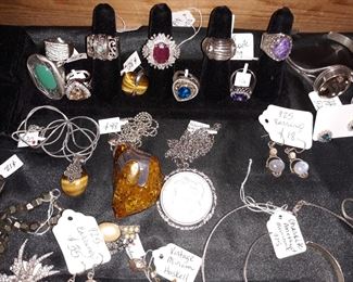 More sterling and costume jewelry. Some 14k rings or earrings. 