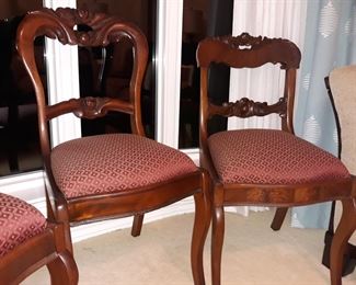 Antique Victorian hand crafted parlor chairs from historic home in Wood County. 