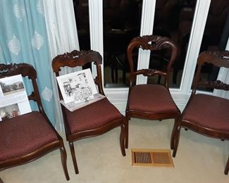 Set of 4 antique parlor chairs from Collin Haines historic home in Wood County
