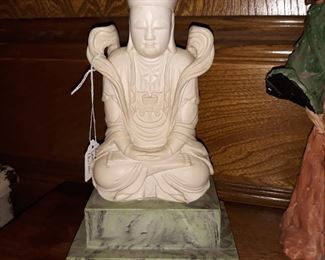 Hand carved Sitting Buddha on marble base