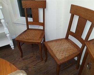 Set of 4 vintage oak dining chairs.