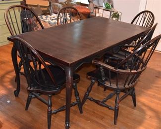 Henn Black Cherry Crackle  Dining Table & 6 Windsor Chairs