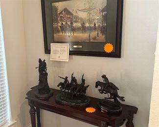 Bronze, Frederic Remington statues, signed G Harvey artwork with COA