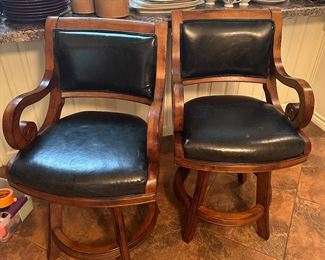 Leather swivel barstools 