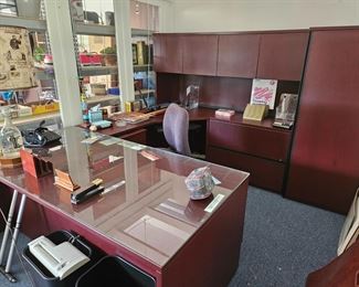 Large home office desk unite burgundy laminate