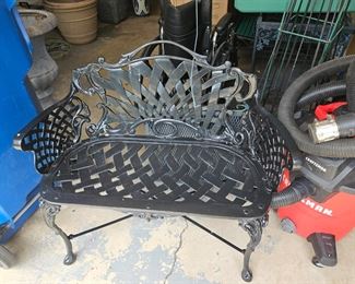 Wrought iron bench, shop vac