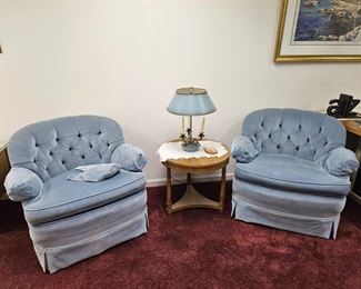 Blue swivel chairs