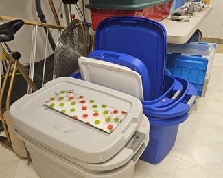 lots of totes and heavy duty shelving