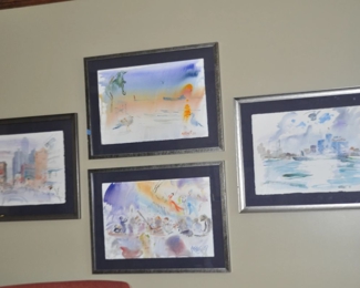 A Sample of Some of the Framed and Matted Watercolor on Paper Signed by Michigan Artist Sam Karres (1929-2021)