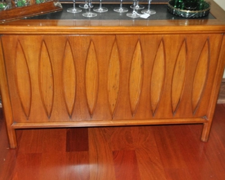Vintage Heritage Sideboard/Credenza/Cabinet with Green Marble Insert and One Interior Shelf, 46"w x 17'd x 28.5"h