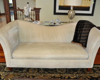 Wonderful Milling Road for Baker Furniture, Warm Beige Woven Chenille Camel Back Sofa, 84"w x 38"d x 36"h