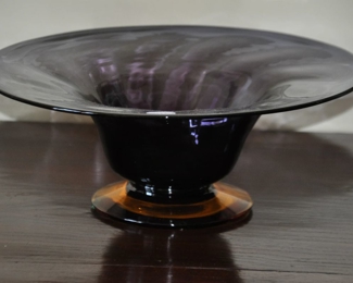 Vintage 9322 Two Tone Violet and Topaz Footed Bowl, 14" Diameter