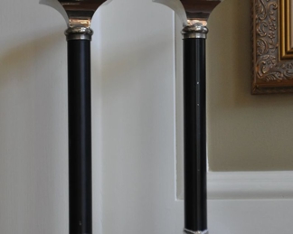Stunning Black and Silver Candlesticks, 12"