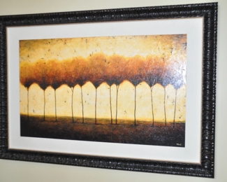 Vibrant Large Framed and Matted Acrylic and Layered Glazing on Textured Canvas "Standing Room Only" by Robert Cook (b. 1948). Hand-signed in Verso. 77" x 53.5" 