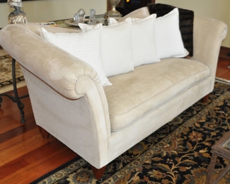 Wonderful Side View of the Beige Chenille Milling Road Sofa 