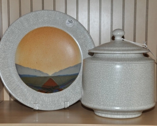 Rob Weidmaier Pottery 12" Plate and 8" Diameter x 10"h Cannister
