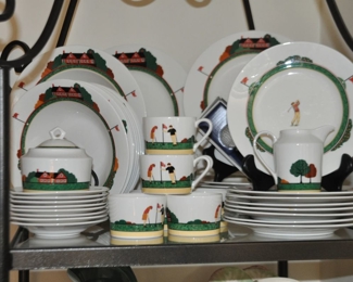 Fantastic Christopher Stuart Optima Fine China, "Fairway", 5 Piece Place setting for Eight Plus a Large Serving Plate and a Creamer and Sugar