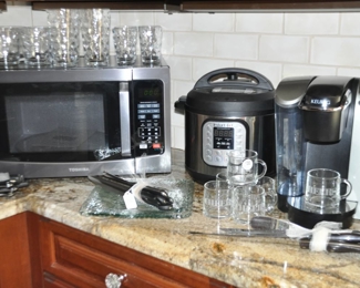 Great Small Appliances include a Stainless Toshiba Microwave em131a5c-bs, an Instant Pot and a Keurig Coffee Maker