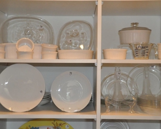 More Great Kitchenware Available Including White Corning Ware, Pottery Barn White 6 Dinner and 6 Bowls and Vintage Arcoroc Dinner and Bowls
