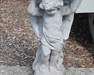 Cement Cherub Bird Bath, 24"h