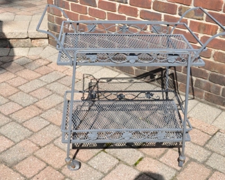 Mid Century Woodard Iron Bar Cart with Removable Tray