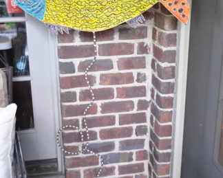 Colorful Hand Painted Fish Sculpture Garden Art on Stand