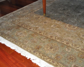 Stunning Mahal Hand Knotted 100% Wool with a Cotton Foundation Celadon/Light Taupe/Red Area Rug, 9' x 12'