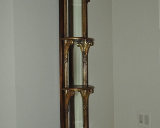 One in the Pair of Carved Wood Gilt Gold Beveled Mirror Wall Displays  15"w x 60'h x 7"d+