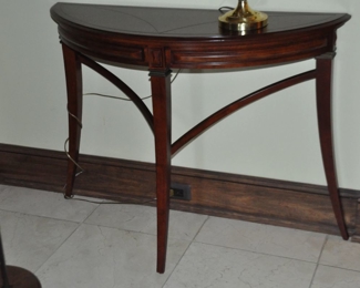 Bombay Company Cherry Stained Demi Lune Foyer/Console Table, 46"w x 18"d x 32.25"h