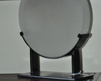Rare Lighthouse Glass Lens on Black Metal Stand 