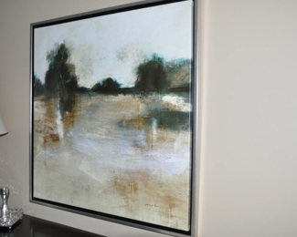 Great Abstract Canvas Art, Floating in Wood Frame, 38.5" Square