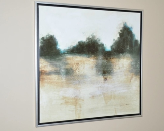  Abstract Canvas Art, Floating in a Wood Frame, 38.5" sq.