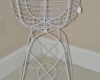 Vintage White Wirework Planter, 27"h