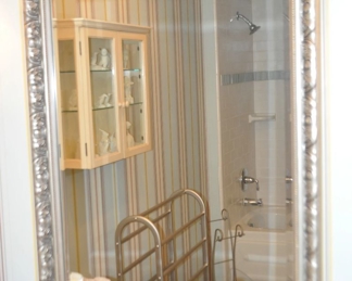 Silver Tone with Gold Beading Decorative Wall Mirror, 25"w x 31"h