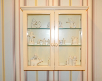 Painted Buttercup Wooden Display Wall Cabinet with 2 Glass Shelves,  24" x 22.5"