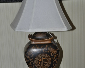Oriental Furniture 19” Painted Porcelain Lamp with a Song Dynasty Design, 12” W x  19” H