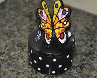 Romero Britto 2009 Retired Butterfly Ceramic Trinket Dish 