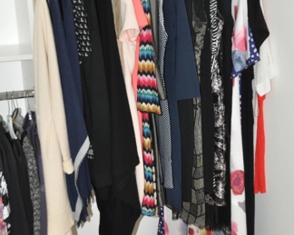 Woman’s Designer Sweaters and Dresses Including Donna Karan Cashmere, Khan Bogd Cashmere, Ralph Lauren Black Label, Tahari, Trina Turk, Escada and Burberry