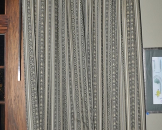 Gorgeous Sage Green, Beige, and Black Custom Made Drapery Panels, 3 Sets Available, 98.5"h