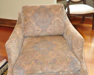 Century Furniture Co. Lounge Chair Upholstered in a Carmel, Maroon and Black Chenille Fabric (2 Available)