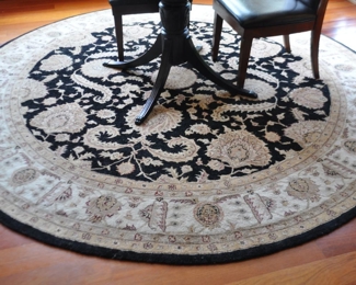 Tabriz Hand Tufted 100% Wool Round Area Rug, Black, Taupe and Ivory