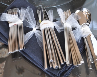 Stainless Flatware Made in Israel, 3 Piece Place Setting Includes 11 Forks, 16 Spoons, 9 Knives and 8 Serving Pieces