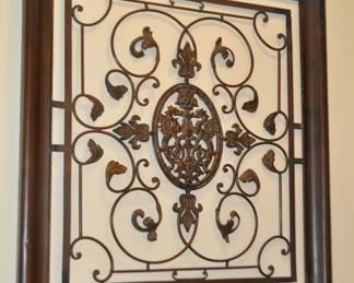 Vintage Large Wrought Iron Scroll Wall Art, 38" W x 41"H